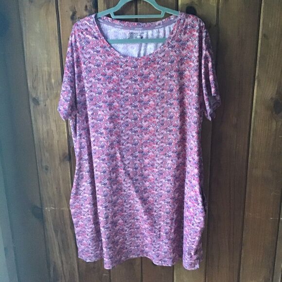Jockey Nightgown Size 1X Plum Purple Geometric Print Pockets Tagless - Picture 1 of 6